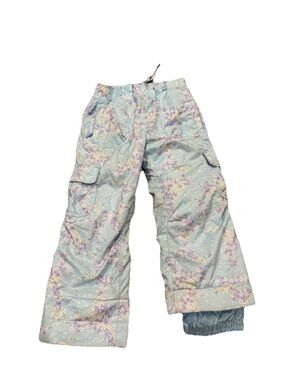 Obermeyer Girls Ski Pants Size 5 Blue Purple Floral I grow Snow Insulated
